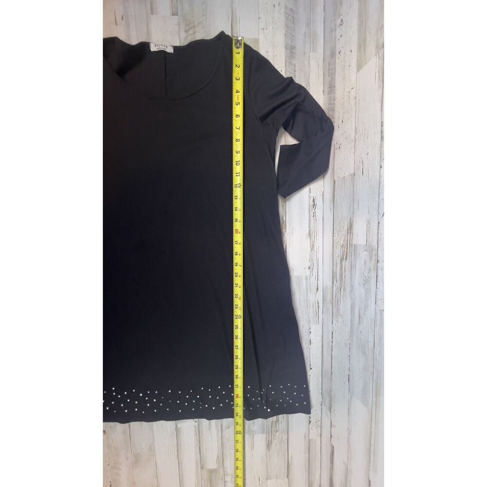 Beyove Black Tunic Dress Sequined Hem Size Large 3/4 Sleeved Round Minimalism - Picture 7 of 7